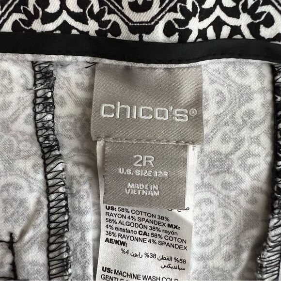 Chicos Women’s Juliet Tile Print Secret Stretch Straight Leg Pants - Picture 6 of 7